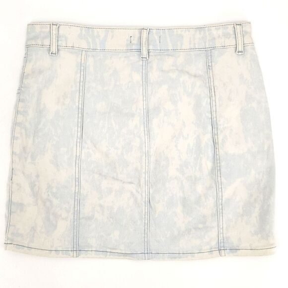 Forever 21 Acid Wash Bleached Denim Jean Mini Skirt Size Large Womens Light Blue - Picture 5 of 8